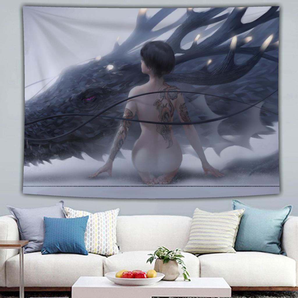 Sexy Girl Cartoon Home Mural Decoration Kawaii Japanese Anime Print Tapestry Living Room Bedroom Background Cloth Tapiz