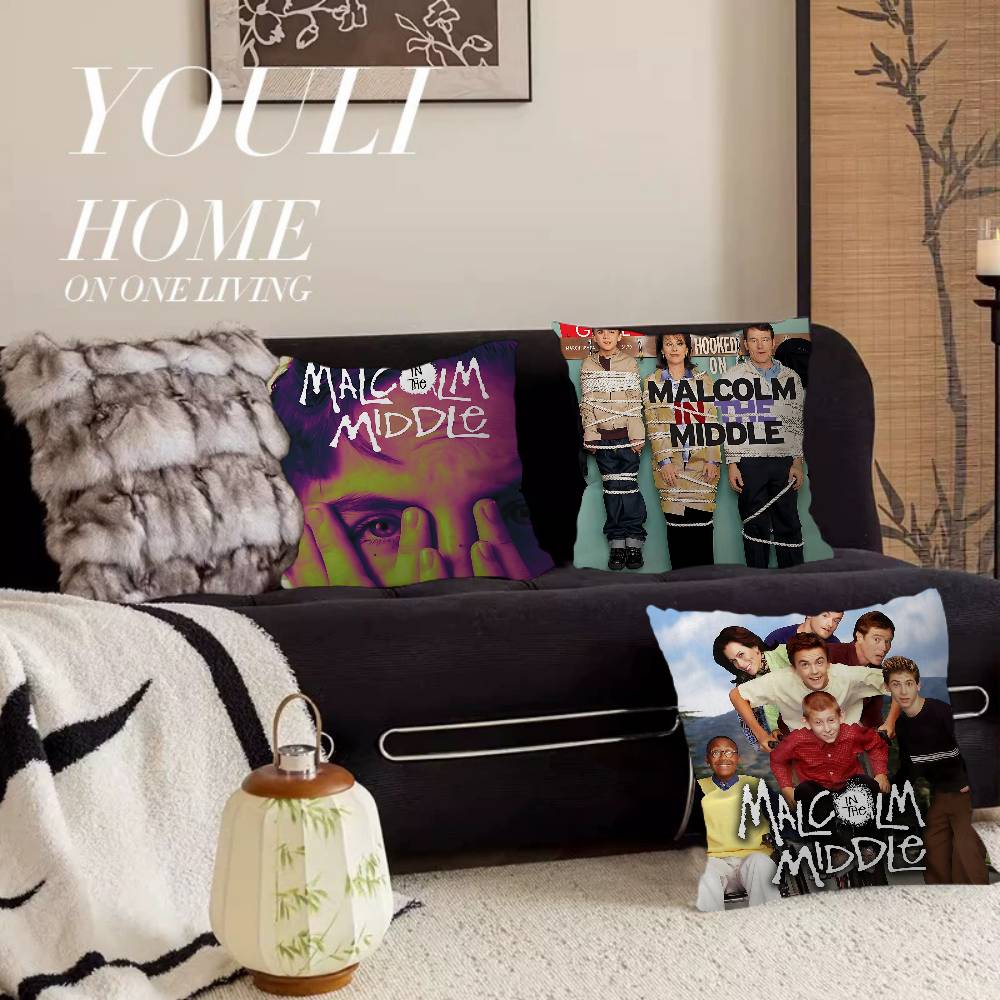M-Malcolm In The Middle Pillow Covers Cartoon Sofa Decorative Home Double-sided Printing Short Plush Cute Cushion Cover