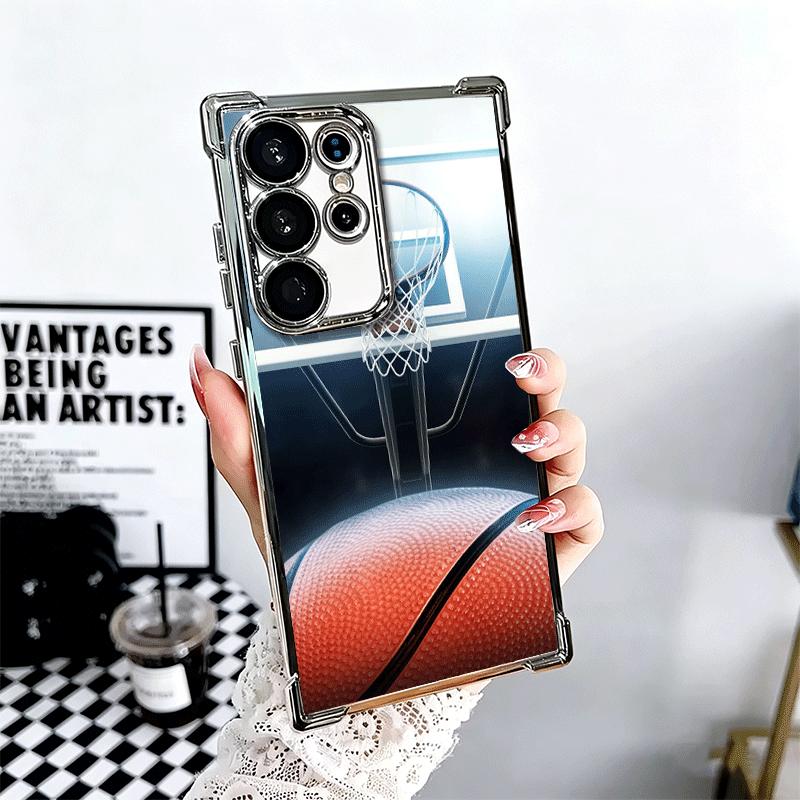 Basketball Basket Sports Plating Phone Case For Samsung Galaxy S24 S25 FE S26 Edge S23 Ultra S22 S21 Plus S20 Anti-Fall Airabag