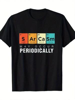 Chemical Satire Can Occur Periodically for Fun Wearing Elaborate Letter-patterned Street T-shirts with A Round Neck Shirts