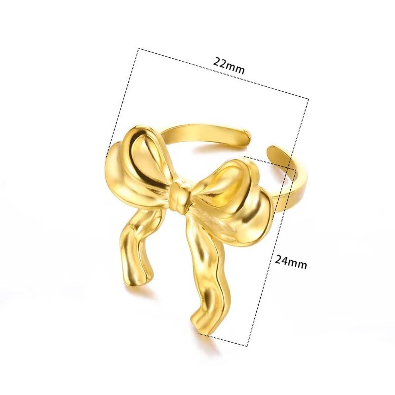 Princess On the Run Bow Simple Personality Ring Female K Gold-plated Titanium Steel Opening Adjustable Versatile