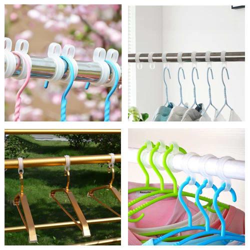 Winuin Windproof Hanger Catches, Anti-Slip Hanger Stoppers (50-Pack) for Clothes Drying Pole, Anti-Laundry Hooks, Anti-Slip, Anti-Fall Protection (Tra