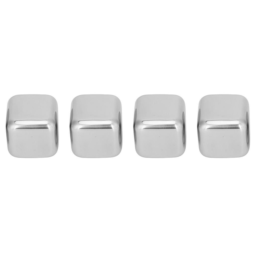 Eiswürfel mit Zange Wiederverwendbarer 304 Edelstahl Eisstein für Wein Whiskey Getränke Getränke 4 Stück