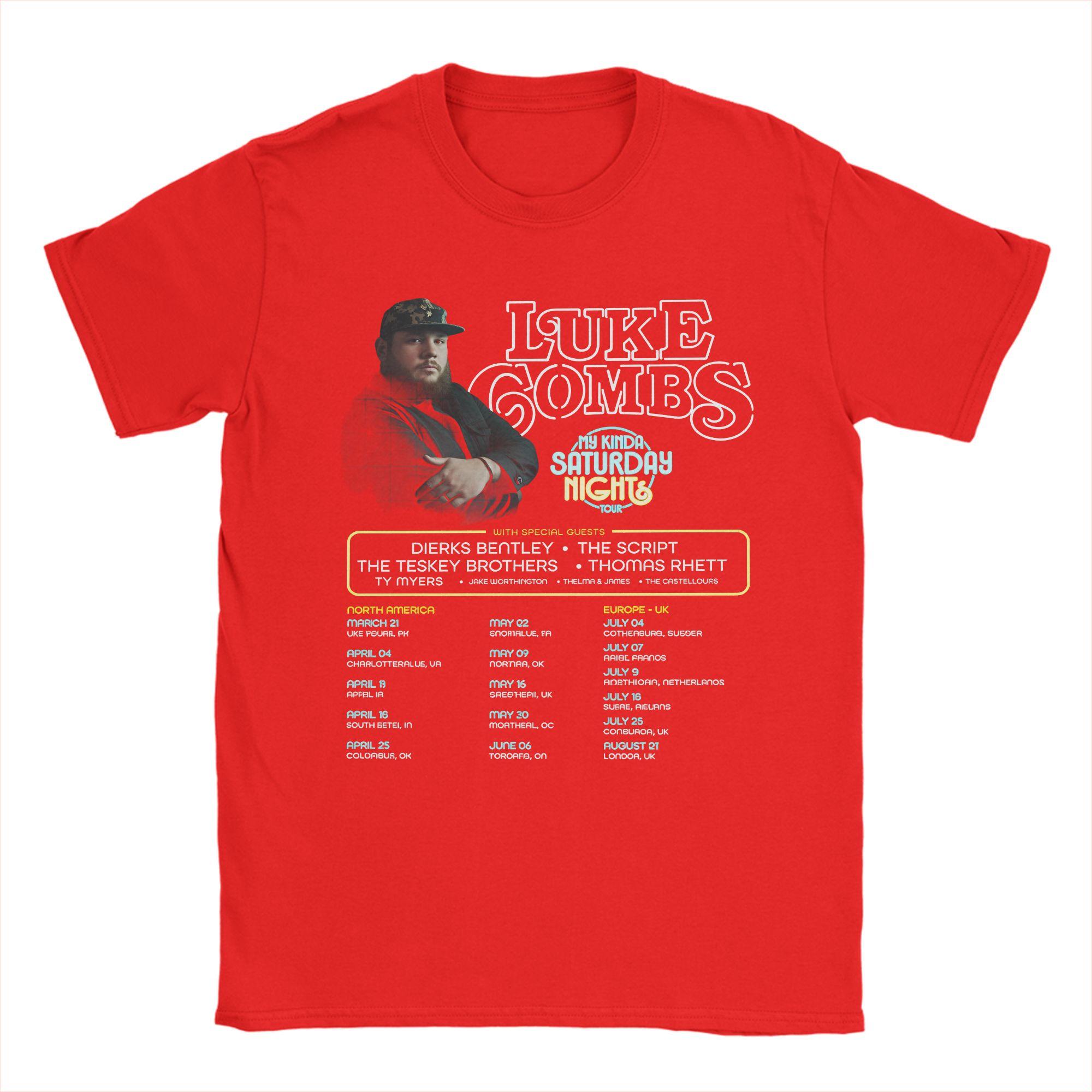 

Harajuku TShirt Luke Combs My Kinda Saturday Night Tour Cotton T Shirts Tshirt for Unisexs Beach Casual Short Sleeve Clothing S