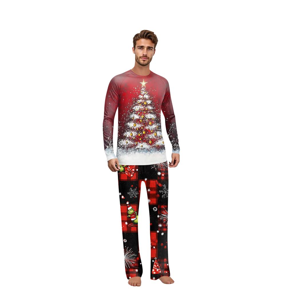 Christmas Print Family Outfit Long Sleeve Top + Pants Set Family Outfit