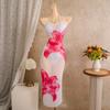 European and American New Printed Long Dress Three-piece Swimsuit Swimsuit Beach Vacation Bikini