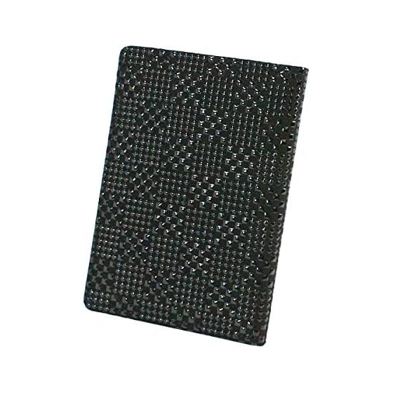 Indenya Inden Pass Case, Thin Deer Leather, Black Base X Black Lacquer, Small Checkerboard Pattern, 2527-01-167, 2 Clear Pockets, 2 Pockets