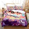 Helluva Bedding Set Duvet Cover + 2 Pillowcases Adult Dark Cartoon Imp Demon Blitzø Stolas Red Hell Neon Gothic Bedroom Decor