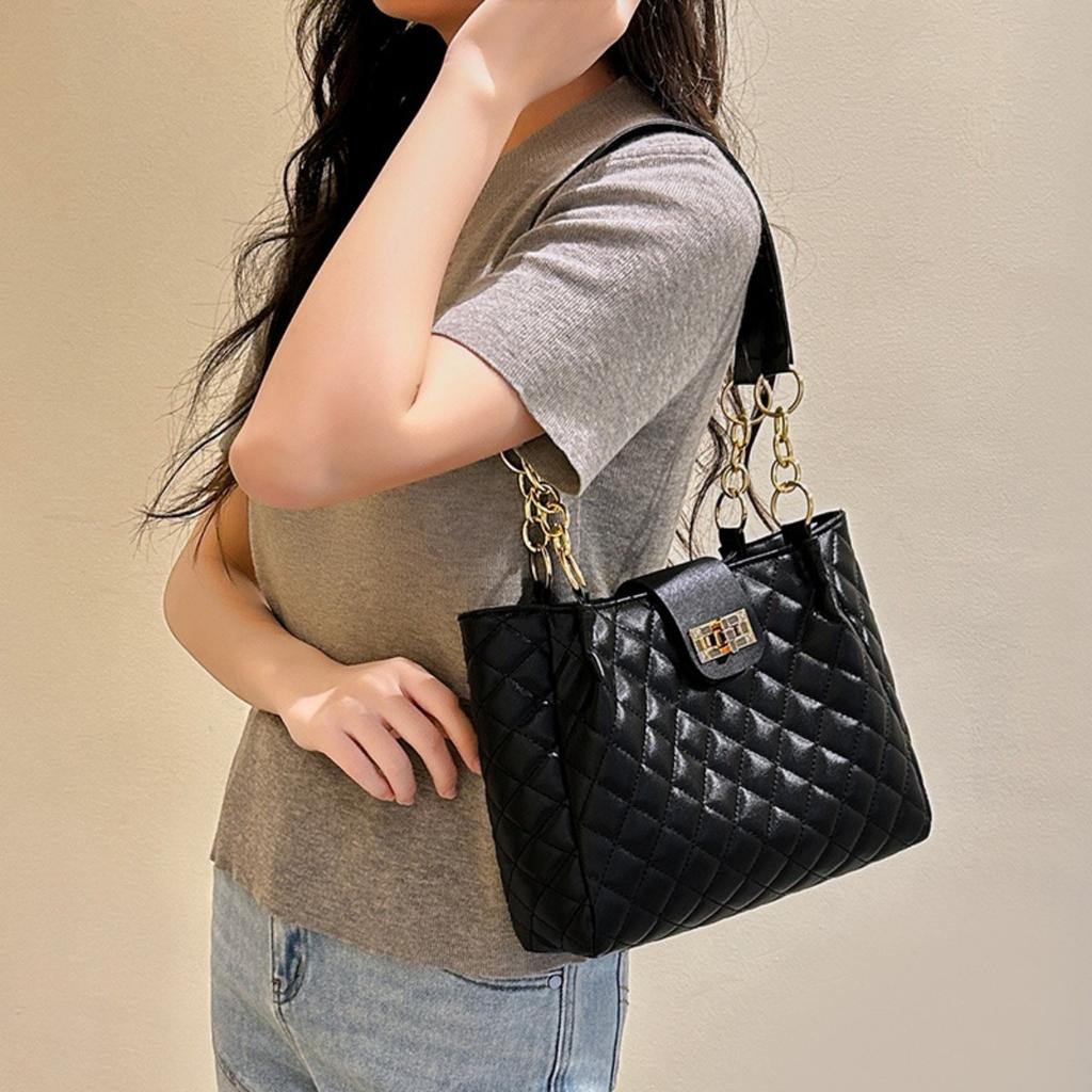 Large Capacity, Bag, Women's Bag, Woven, Swivel Lock Design, Shoulder Bag, Armpit Bag, Casual Bag