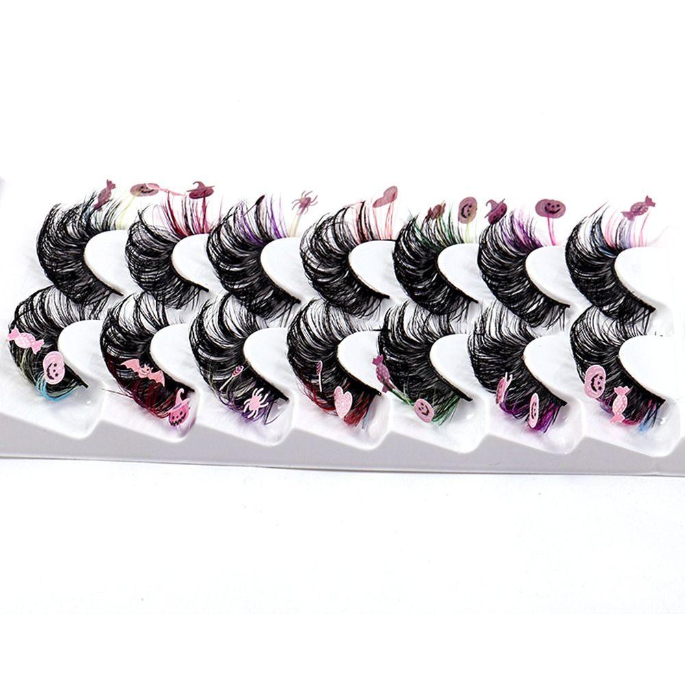 7 Pairs Dramatic Colorful Eyelashes Thick Fluffy Colored False Eyelashes Women
