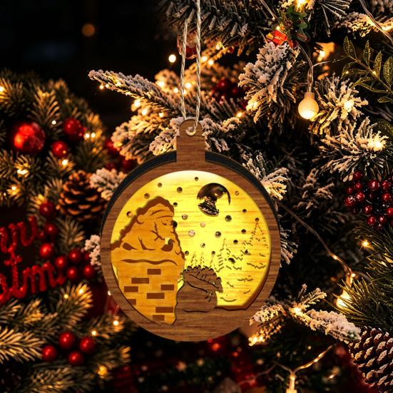 Magnetic Fridge Magnets for Christmas 3D Wooden Light Up Ornament, Layered House Tree Snowman Reusable Festive Decorations Nativity Scene Hanging