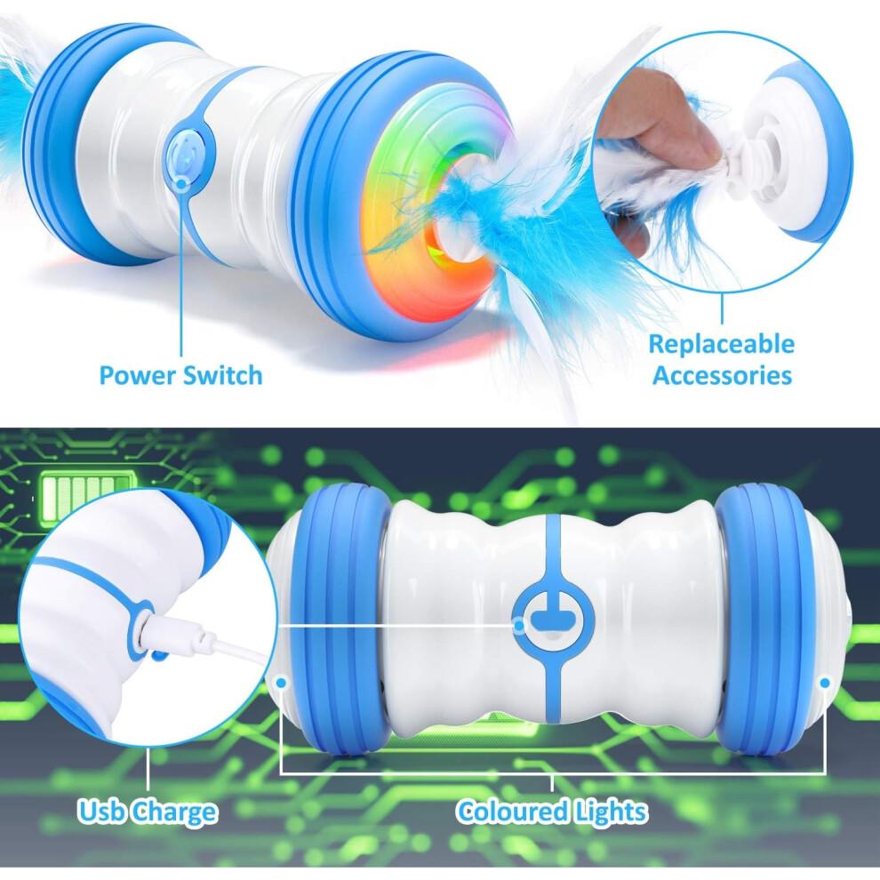 Interactive Cat Toy, Electric Automatic Robotic Cat Interactive Teaser With Super Low Noise Design And Four Feather Accessories For Stimulating Cats H