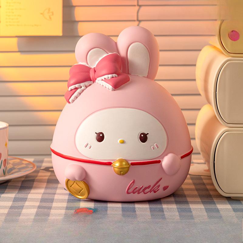 Looping Rabbit Piggy Bank Girl Birthday Gift Can Be Stored Ornaments with Glue Can Be Extracted Creative Cartoon Anti-fall Piggy Bank Decoration