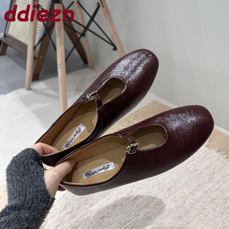Fashion 2025 New Fashion Buckle Strap Ladies Mary Janes Flats Shoes Slip On Female Shallow Footwear Round Toe Women Flats With Shoes