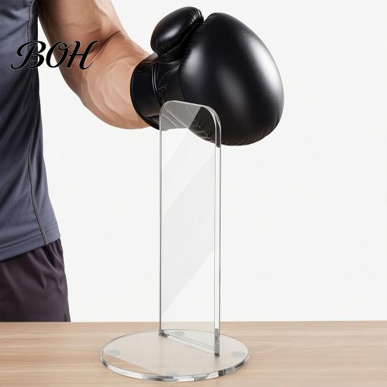 Clear Acrylic Glove Support Boxing Display Stand, Non-slip Base Holder, Countertop Rack Vertical Storage for Home Gym Training Sports Gloves