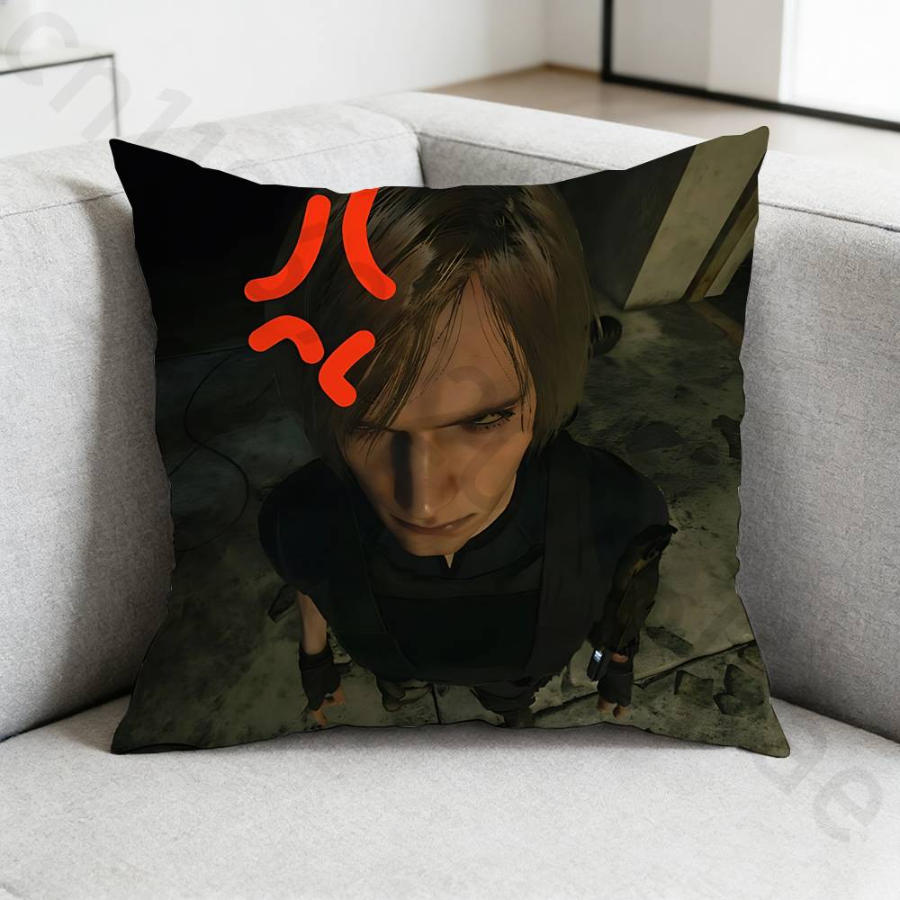 RResident Evil Leon Kennedy Pillow Case Antidustmite Pillowcase Invisible zipper silky short plush Sofa cushion cover