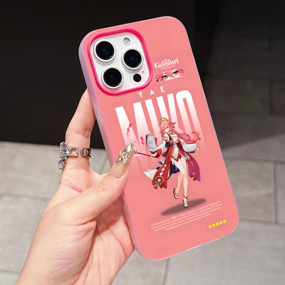 

Game GI Miko Jelly Double layer Rose Red Mobile Phone Case for iPhone 17 16 15 14 13 12 11 Air Pro Max Plus Protective iPhone 16 Plus