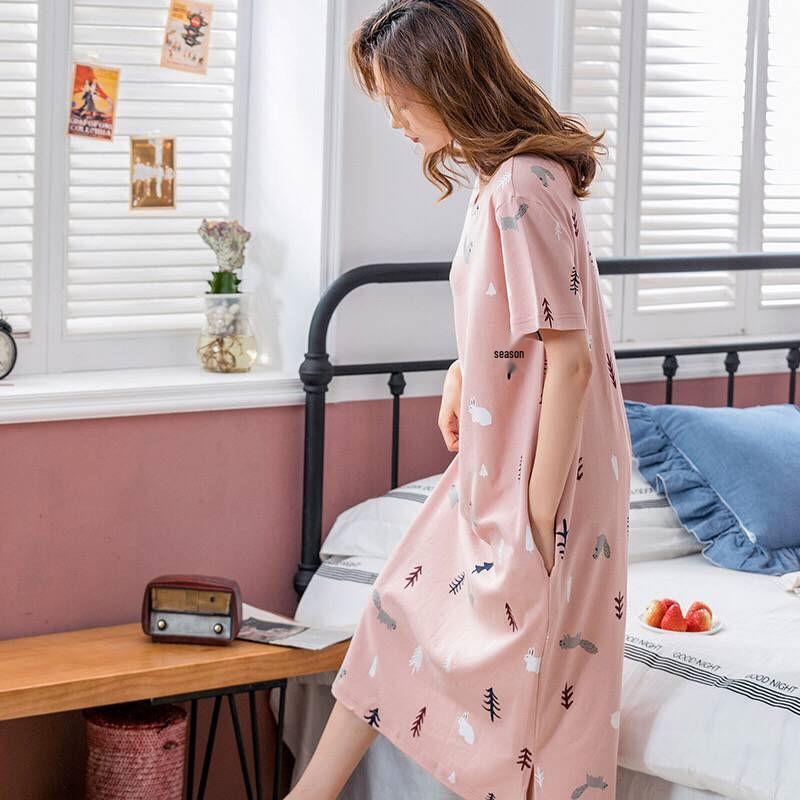 Women's Korean Style Cute Cartoon Maternity Pajamas - Short Sleeve Homewear for Summer