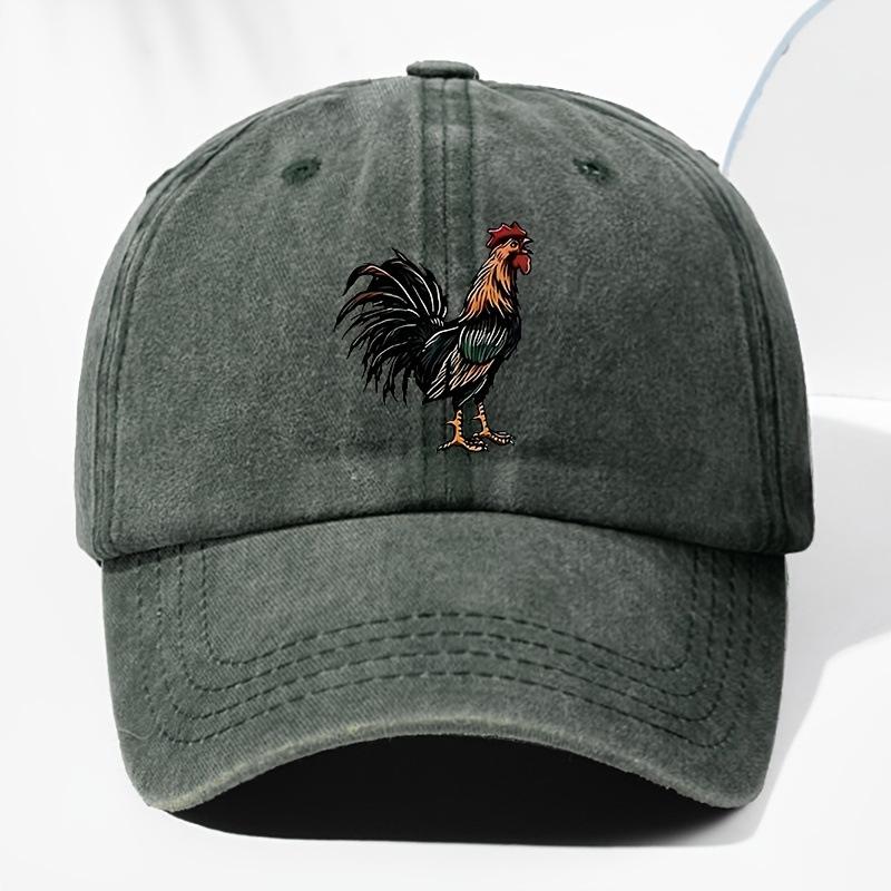 

1pc Embroidered Silly Chicken Letter Washed Baseball Cap,Adjustable Outdoor Sun Protection Casual Hat for Travel BeachVacation Adjustable світло-зелений колір