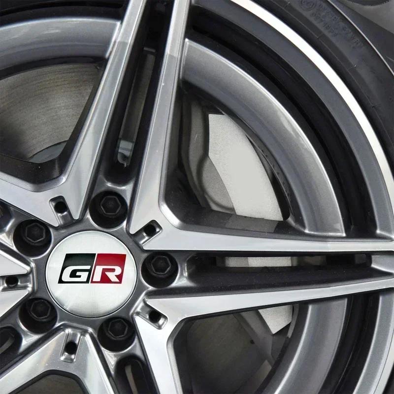 4pcs/set 56mm Car Wheel Center Stickers Hub Cap Decal for Toyota GR Sport Logo C-HR RAV4 Avensis 4runner Prado Camry Corolla