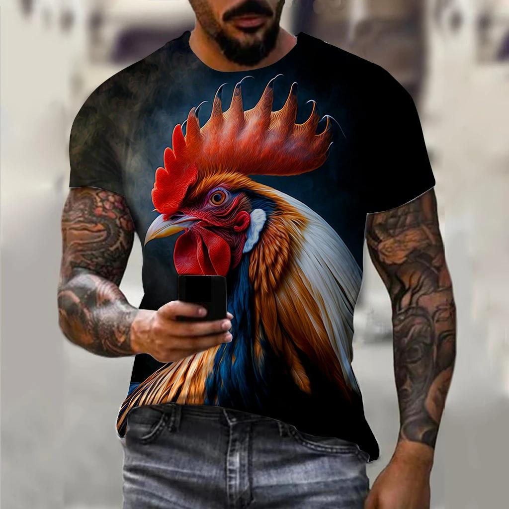 Tricou bărbați pentru bărbați Tricouri grafice cu cocoș cu animale imprimate 3D Topuri supradimensionate Tricouri cu mâneci scurte de stradă Îmbrăcăminte bărbătească de vară