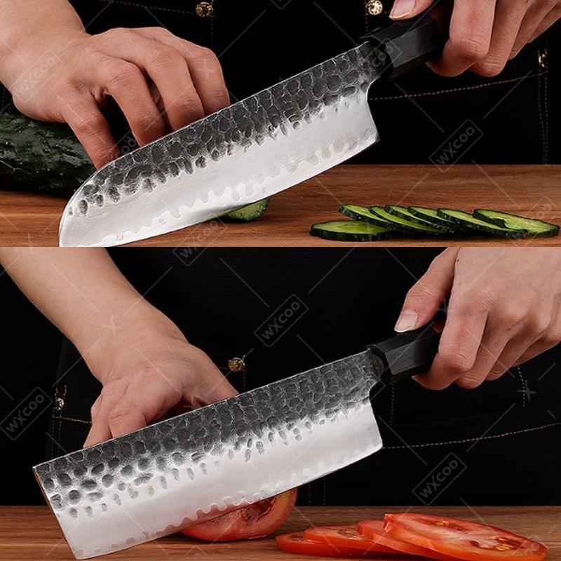 WXCOO Japanese Kiritsuke Knife Meat Cutting Fish Fillet Damascus Boning Knife Professional Cooking Chef Knives Wooden Handle