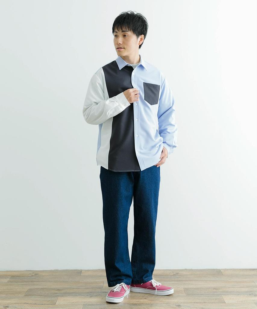 Urban Research Items Vertical Switch Long Sleeve Dress Size Size Men's Shirt, L.BLU, M, IT44-13A008