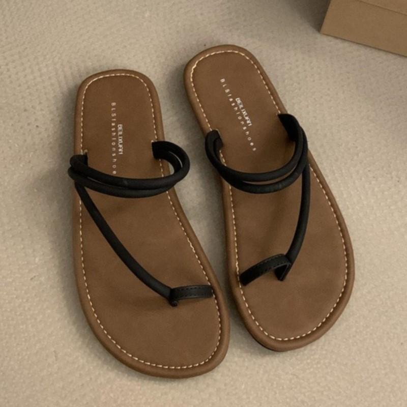 

Fashion 2025 Summer French-Inspired Open-Toe Thong Flip Flops Flat Soft Sole Comfort Sandals Versatile Slip-On Casual Slides for Beach 40