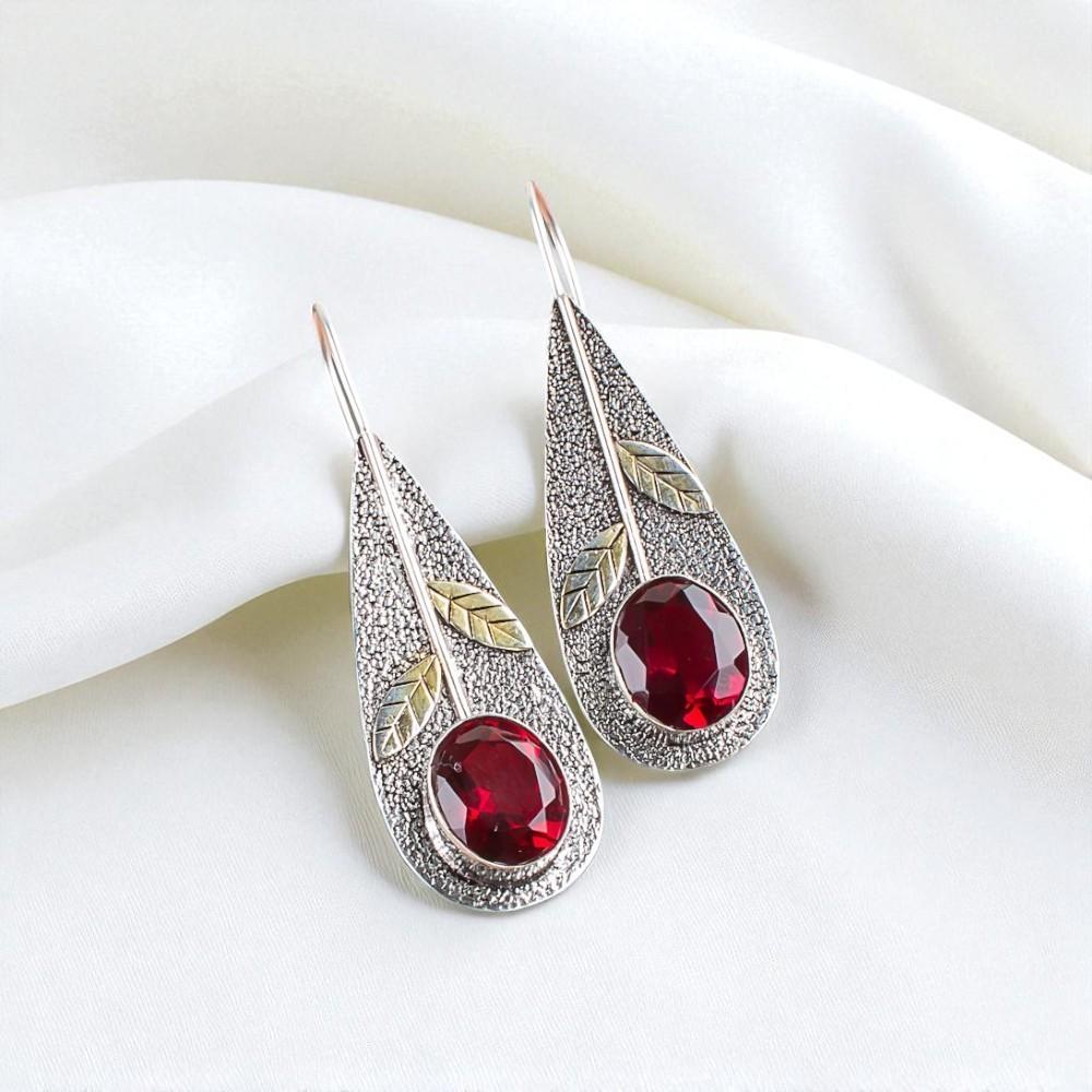 Pink Rubellite  Gemstone 925 Sterling Silver Jewelry Handcrafted Earrings 2.00" EE-72-12