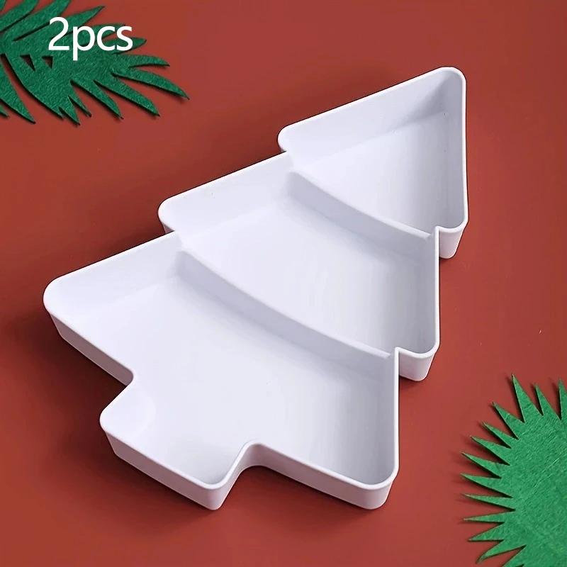 1pc/2pcs-Christmas Tree Fruit Bowl Home Snack Plate Plastic Candy Dish Melon Seeds Dried Fruit Box Lazy Snack Box