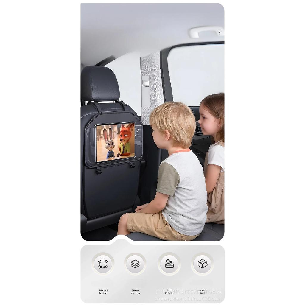 Car Seat Back Hanging Ipad Storage Bag Leather Auto Rear Seat Phone Pocket With Hooks Holder For Kids Interior Accessories