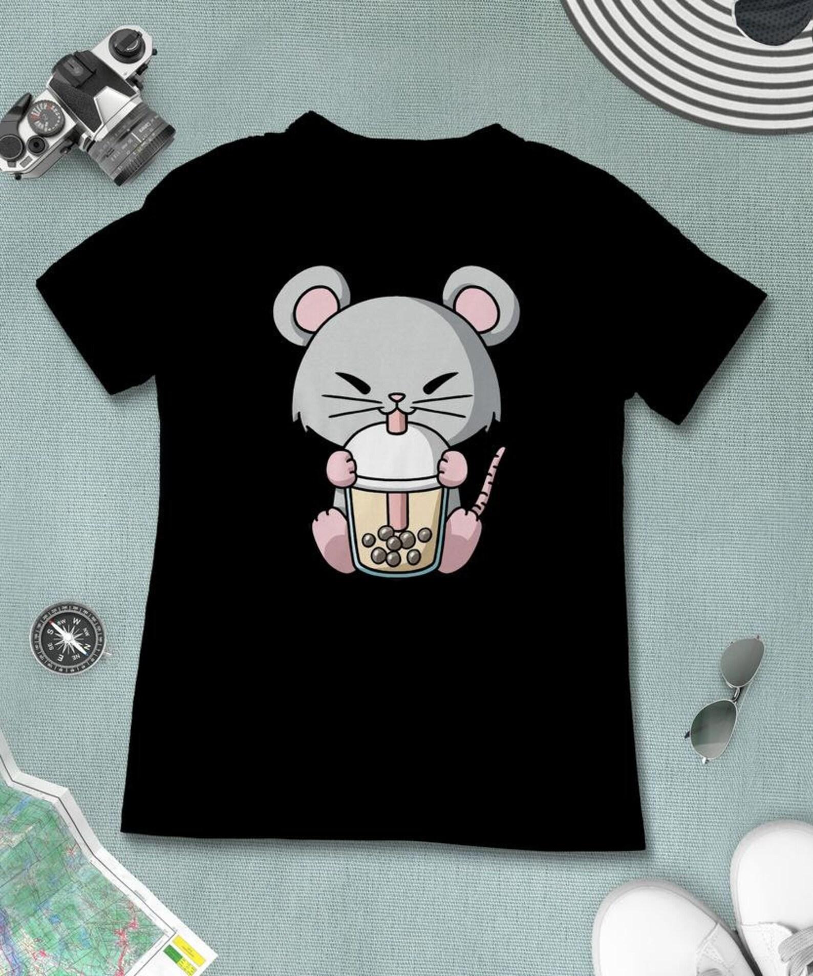 Year of the Rat, Chinese Zodiac, Lunar New Year T-Shirt, Funny Boba Milk Tea Shirt, Bubble Tea, Kawaii Japanese Anime L