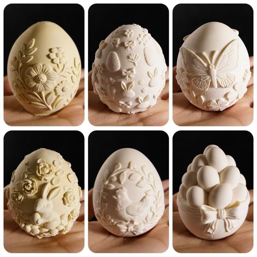 DIY Egg Shaped Easter Egg Mold Embossed Scented Plaster Candle Mold Handmade Soap Mold Plaster Mold Party Decoration