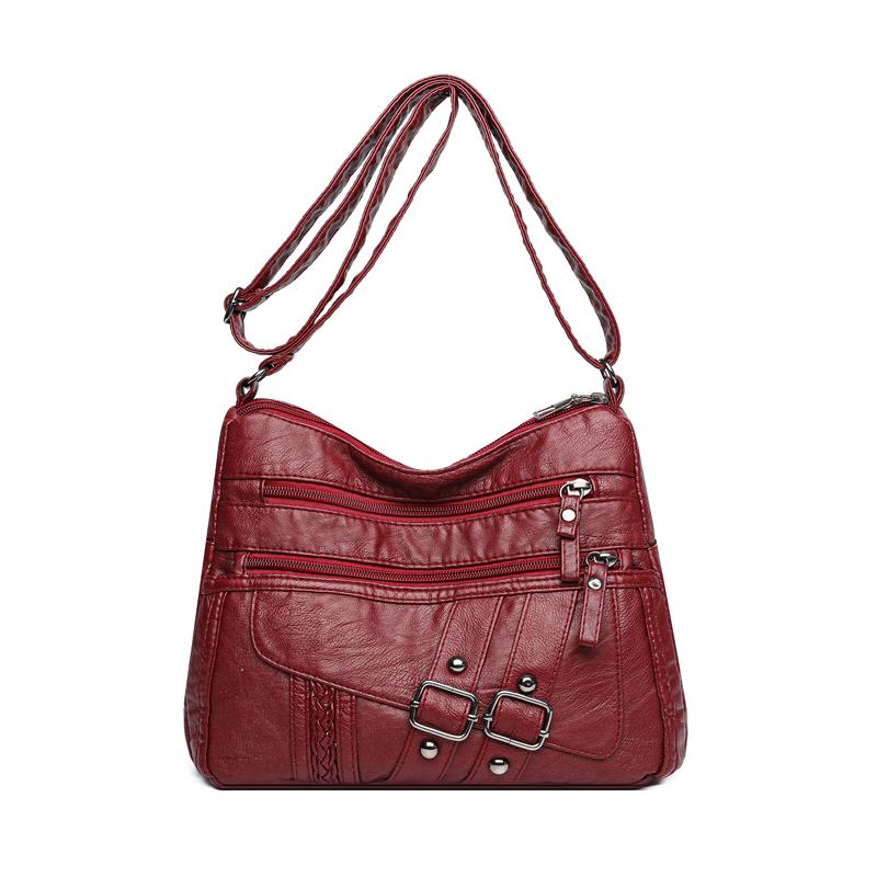 

Мягкая кожаная сумка через плечо женская сумка через плечо сумка для мамы красный