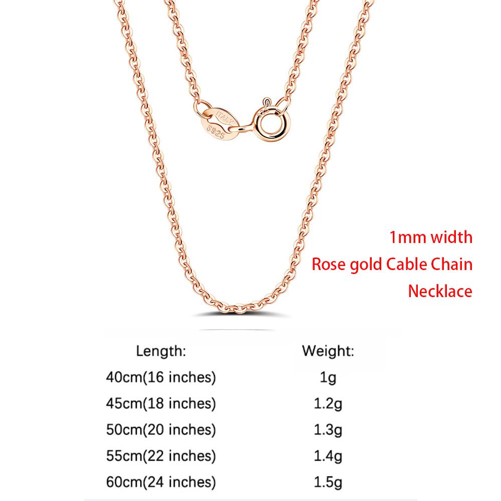 Rinntin 925 Silver Italian Handmade 1.2mm Chopin Chain Necklace for Women Fashion Simple Basic Neck Chain Jewelry SC53