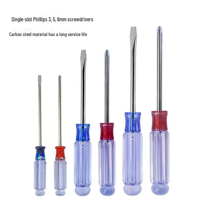 Crystal Clear Magnetic Screwdriver Set - Red: 10, Blue: 1, Hardened 3.0mm, 5.0mm, 6.0mm Phillips & Slotted