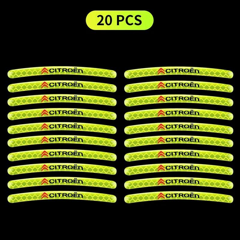 20pcs Car Tire Rim Reflective Sticker For Citroen C3 C4 C2 C1 C5 Saxo Berlingo DS DS3 DS4 DS5 Xsara Elysee Jumpy Car Accessories YX3