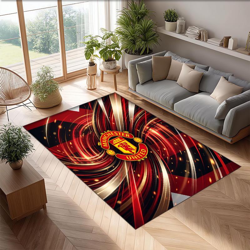 Tappeto in Flanella Stampato Manchester United Antiscivolo Morbido Poliestere Tappeto per Pavimento Tappetino Decorativo per Interni per Camera da Letto Soggiorno Divano