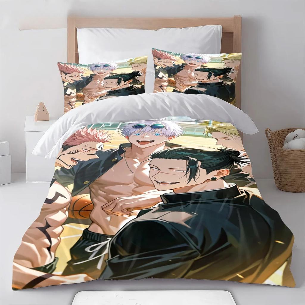 Fashion J-Jujutsu Kaisen Duvet Cover Pillowcase Bedding Set 2/3piece set Adult Kid Bedroom Single Large Size Home Textiles