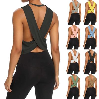 Sleeveless Athletic Tank Top Cross Back Design Lightweight Breathable Fabric Stretch Fit Workout Shirt for Women Gym Running Yoga