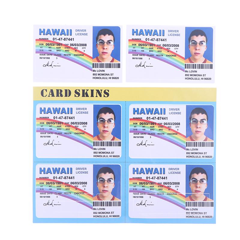 1/4 Pièces Mclovin Cartes de Crédit Bancaires Stickers de Carte de Bus Décoration Cool Carte Imperméable Autocollant de Carte de Crédit de Permis de Conduire