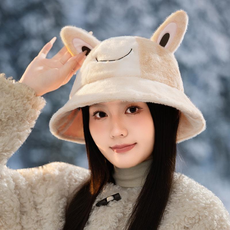 

Новая осенне-зимняя универсальная панама тай-дай, японская милая мультяшная шапка-ведро с улыбающимся лицом, уличная повседневная теплая шапка One Size