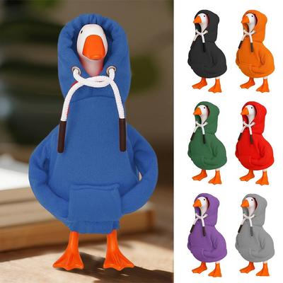 Trajes de Ganso de 5 Pulgadas Sudaderas con Capucha Rojas Suaves de Color Sólido Mini Sudaderas de Porche para Gansos Ropa de Escritorio para Gansos Decoración de Mesa