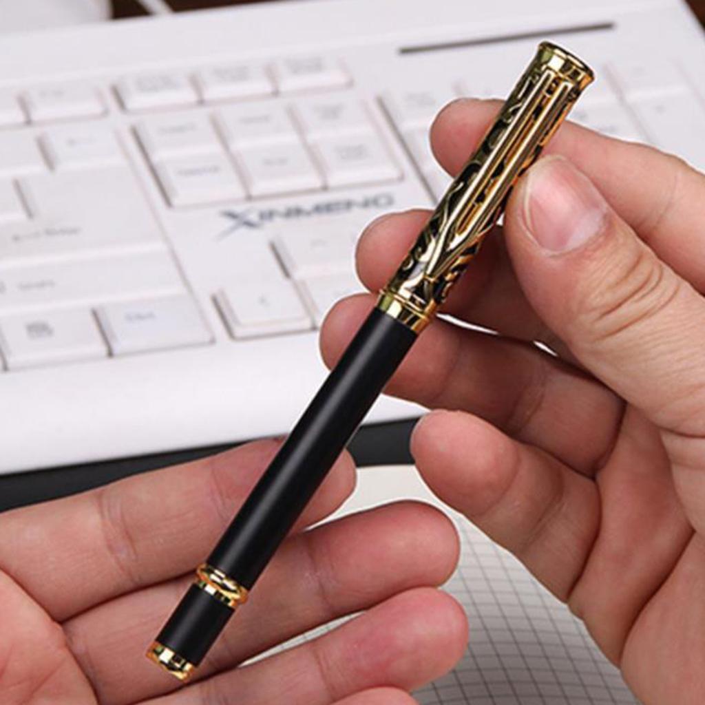 Metal Ballpoint Pens 0.5mm Fine Point Black Ink Pens with Comfort Grip for Home School Office Supplies Prize Gift