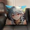 Razor Cute Genshin Impact Cushion Cover Natural Linen Organic Fabric DoubleSided Printing Sofa Home Decor Gift Pillow Case