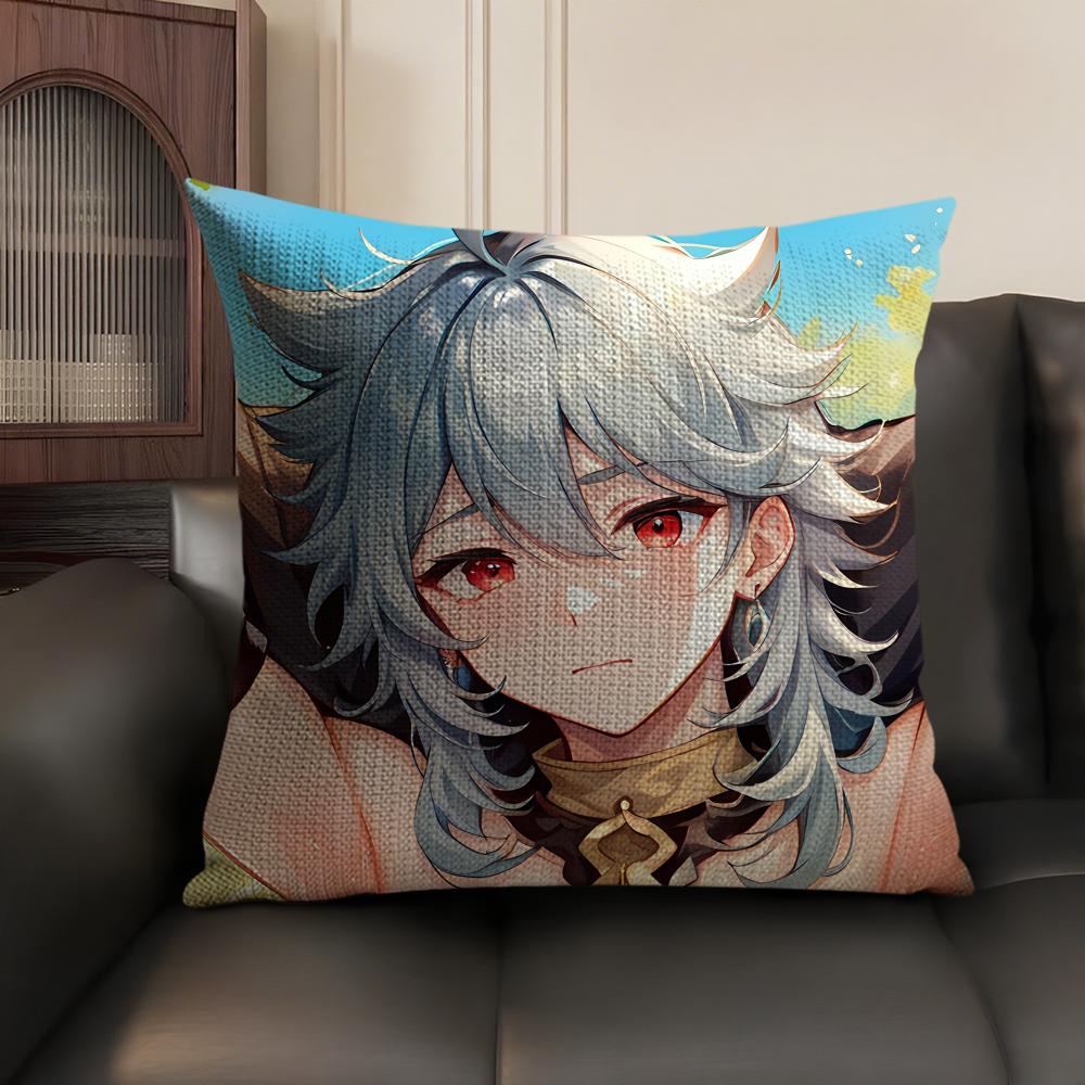 Razor Cute Genshin Impact Cushion Cover Natural Linen Organic Fabric DoubleSided Printing Sofa Home Decor Gift Pillow Case