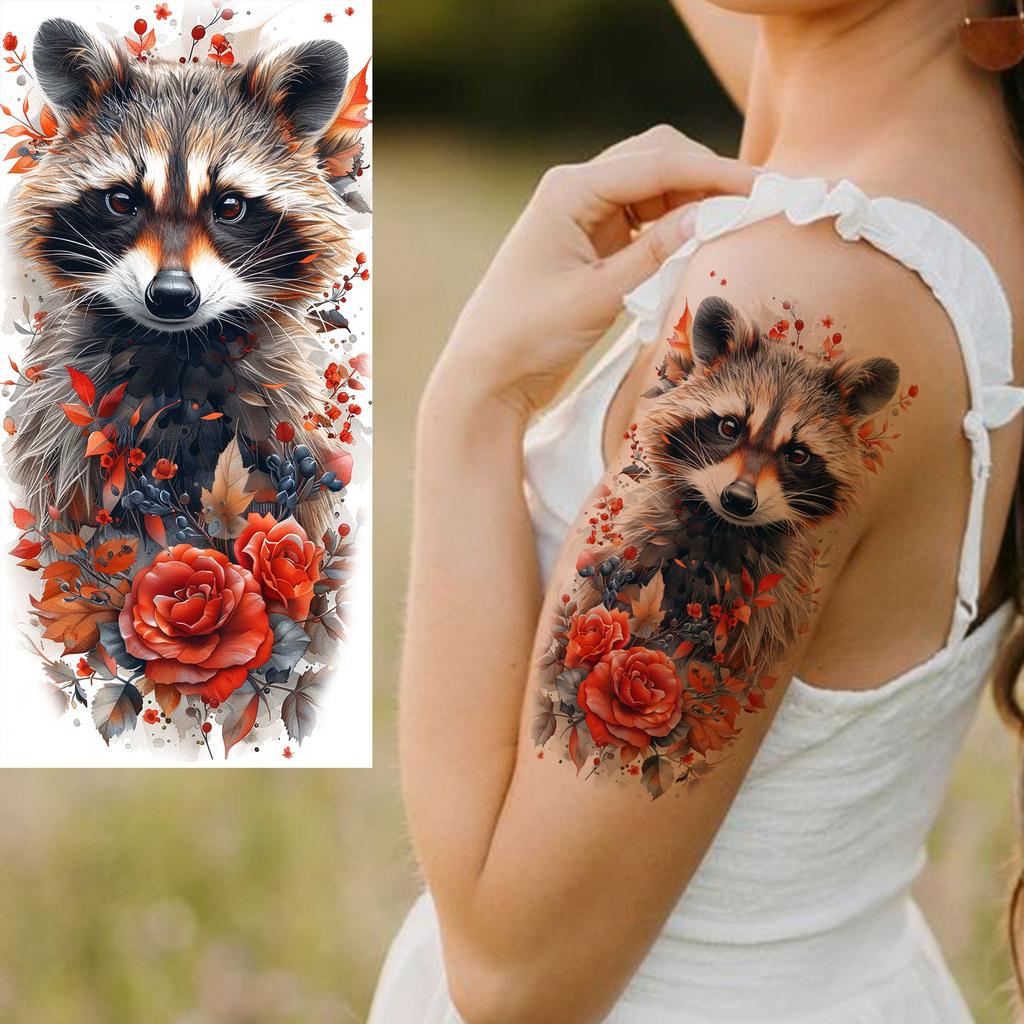 1 list Unikátní Akvarelový Lev Tygr Zvířata Dočasné Tetování Dlouhotrvající Vodotěsný Liška Sova Falešná Tetovací Nálepka Body Art Tetování