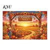 Thanksgiving Backdrop Banner 70 x 45 Inch Fall Pumpkin Backdrop, Autumn Harvest Gnome Polyester Photo Booth Props Scarecrow Photography Background,