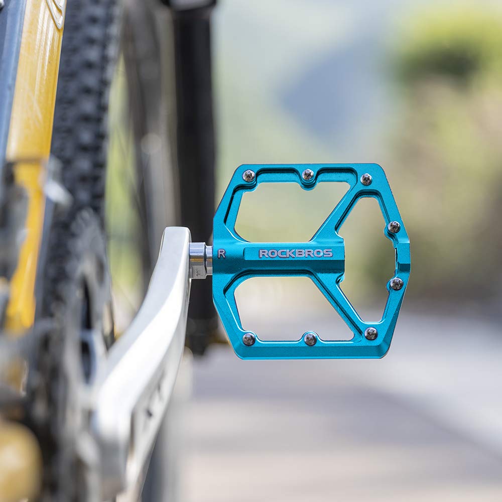 ROCKBROS Lightweight Flat Bicycle Aluminum for Road Pedals, Alloy, Bikes/Cross Bikes/MTBs, Etc., Platform, Anti-Slip