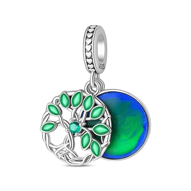 925 Silver Green Series Longing For The Tree Of Free Life Charms Beads For Women Fit Bracelet DIY Jewelry Gift